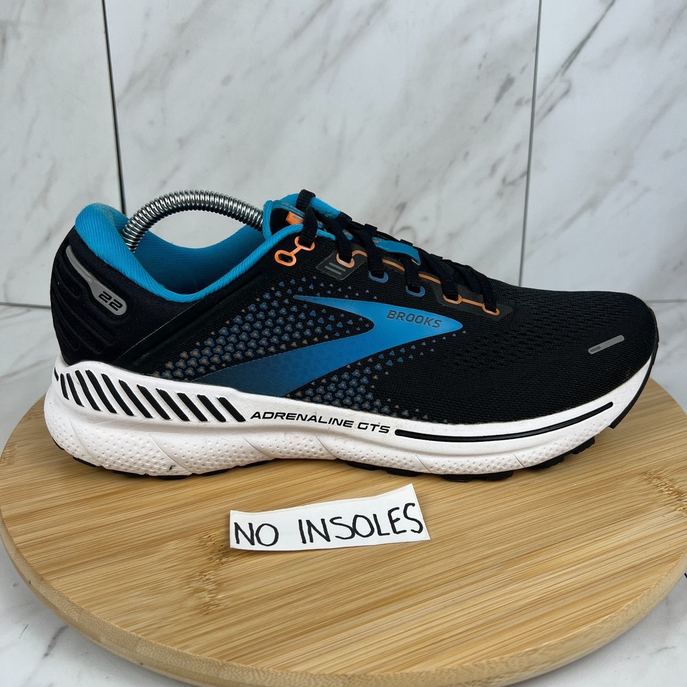 Brooks Adrenaline GTS 22 Mens Size 9 D Black Blue Running Walk Shoes 1103661D034